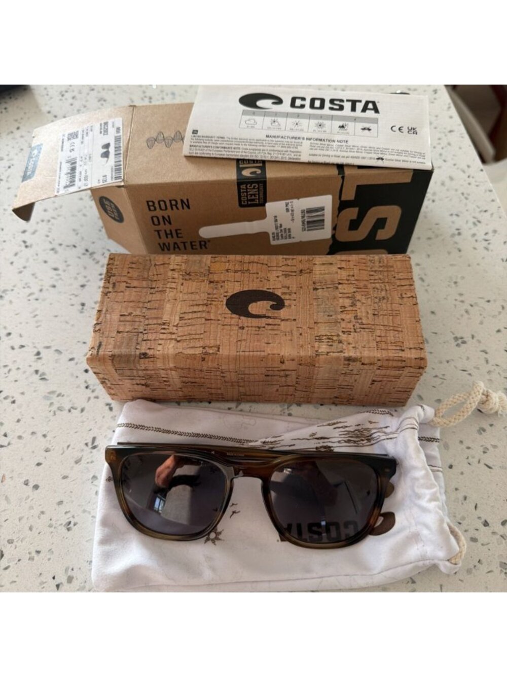 Costa Del Mar Sullivan Sunglasses Polished Salt Marsh Gray Glass 580G - Picture 1 of 7